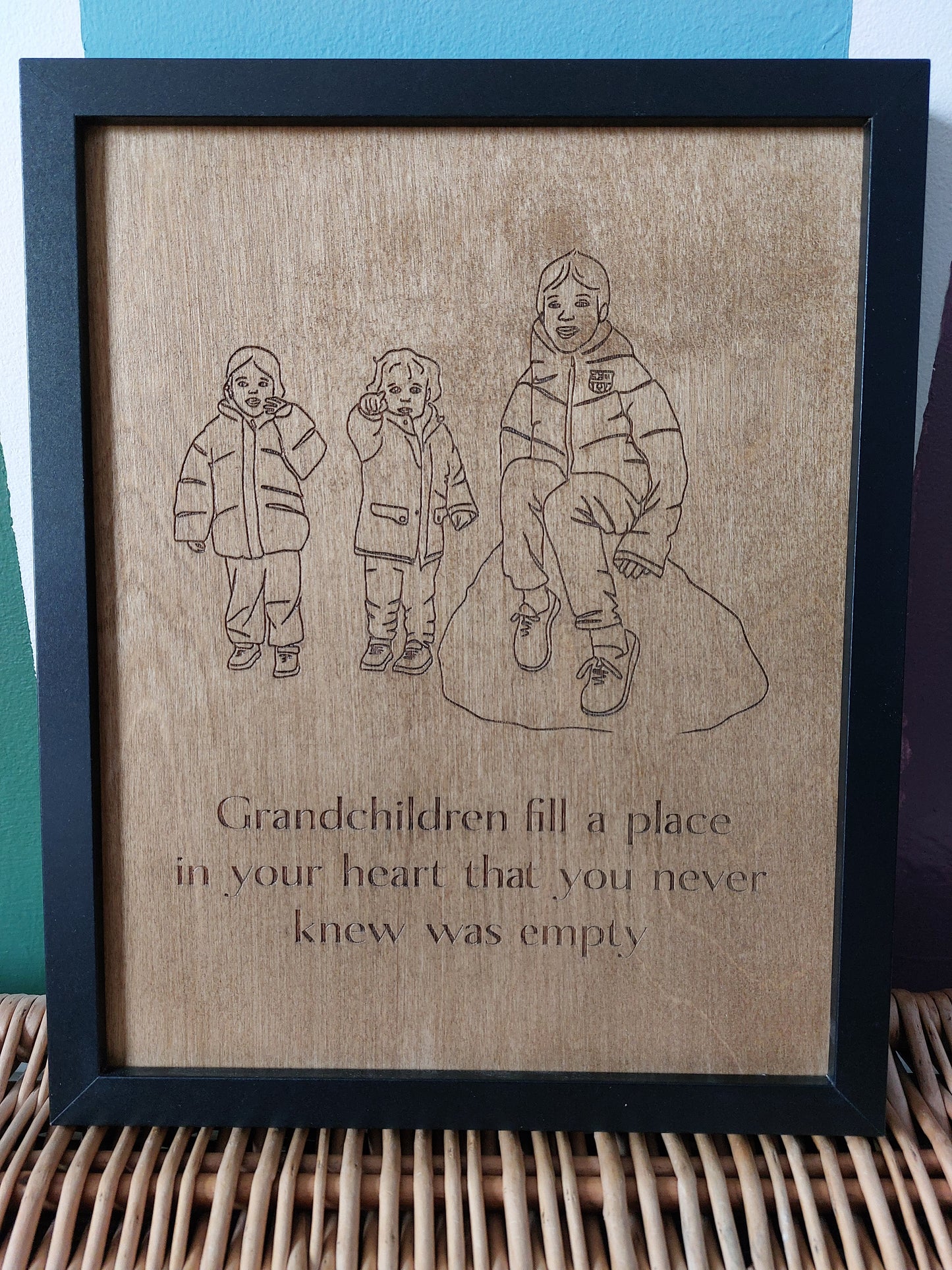 Laser Engraved Family Line Drawings