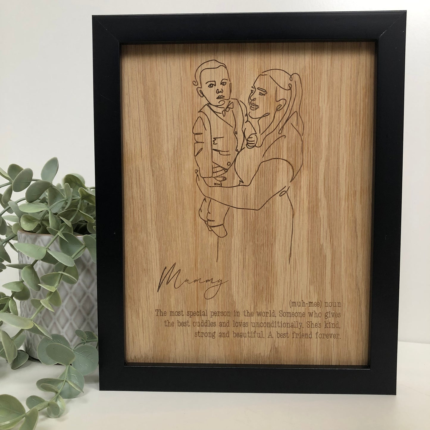 Laser Engraved Family Line Drawings