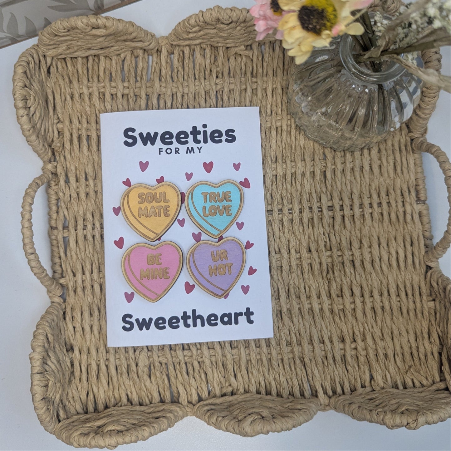 Wooden Magnet Keepsake Greetings Card - Sweetheart