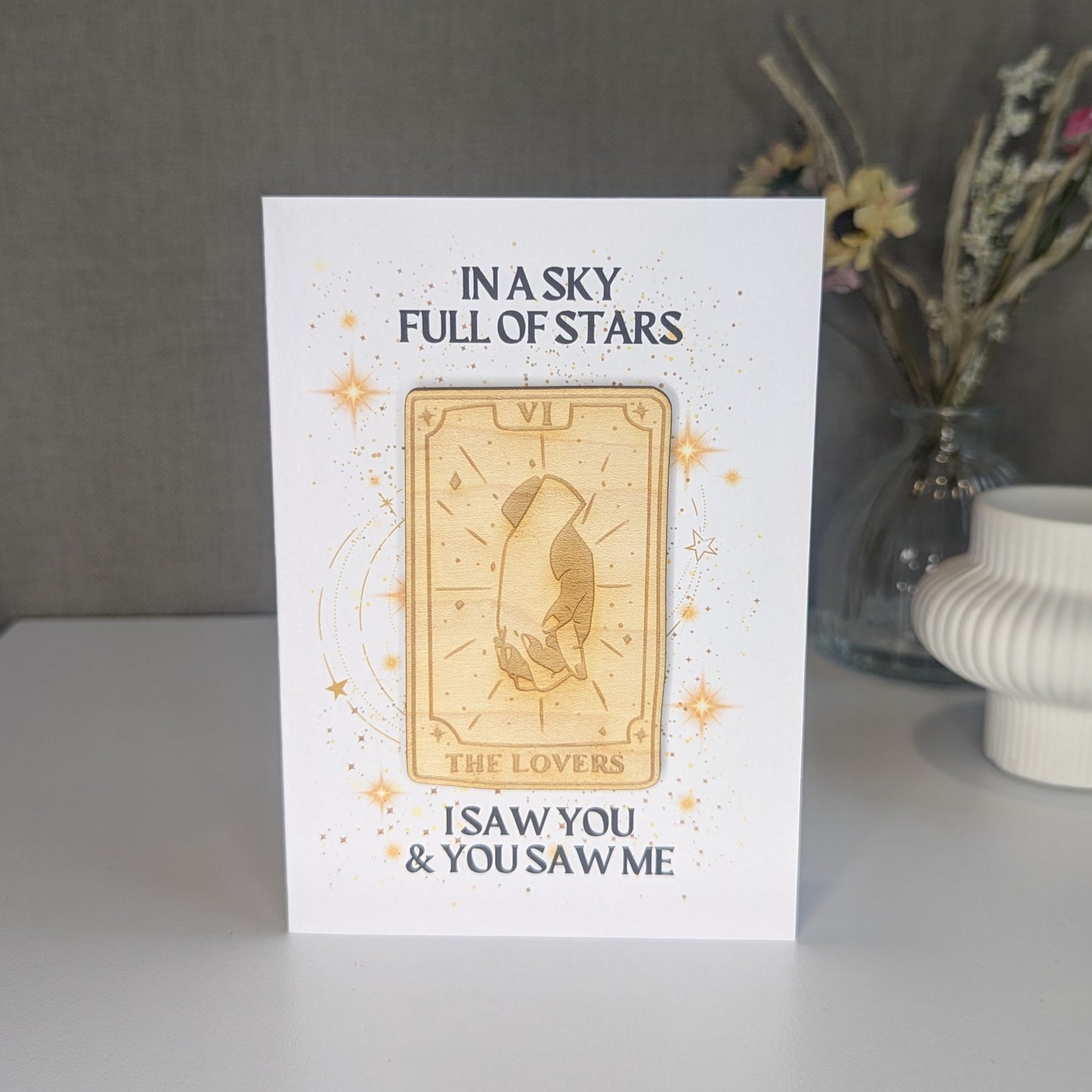 Wooden Magnet Keepsake Greetings Card - The Lovers