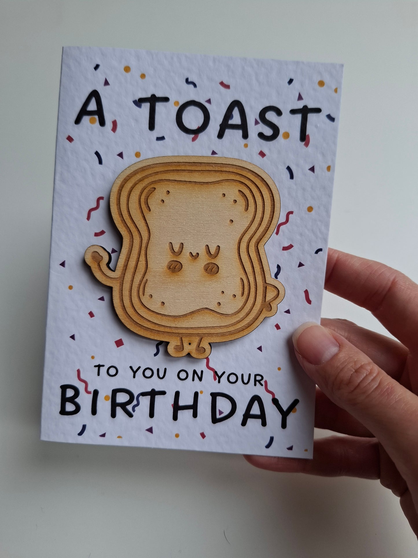 Wooden Magnet Keepsake Greetings Card - Birthday Toast