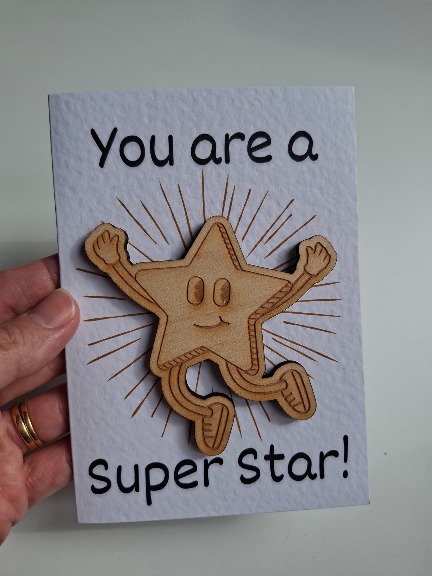 Wooden Magnet Keepsake Greetings Card - You Are A Superstar