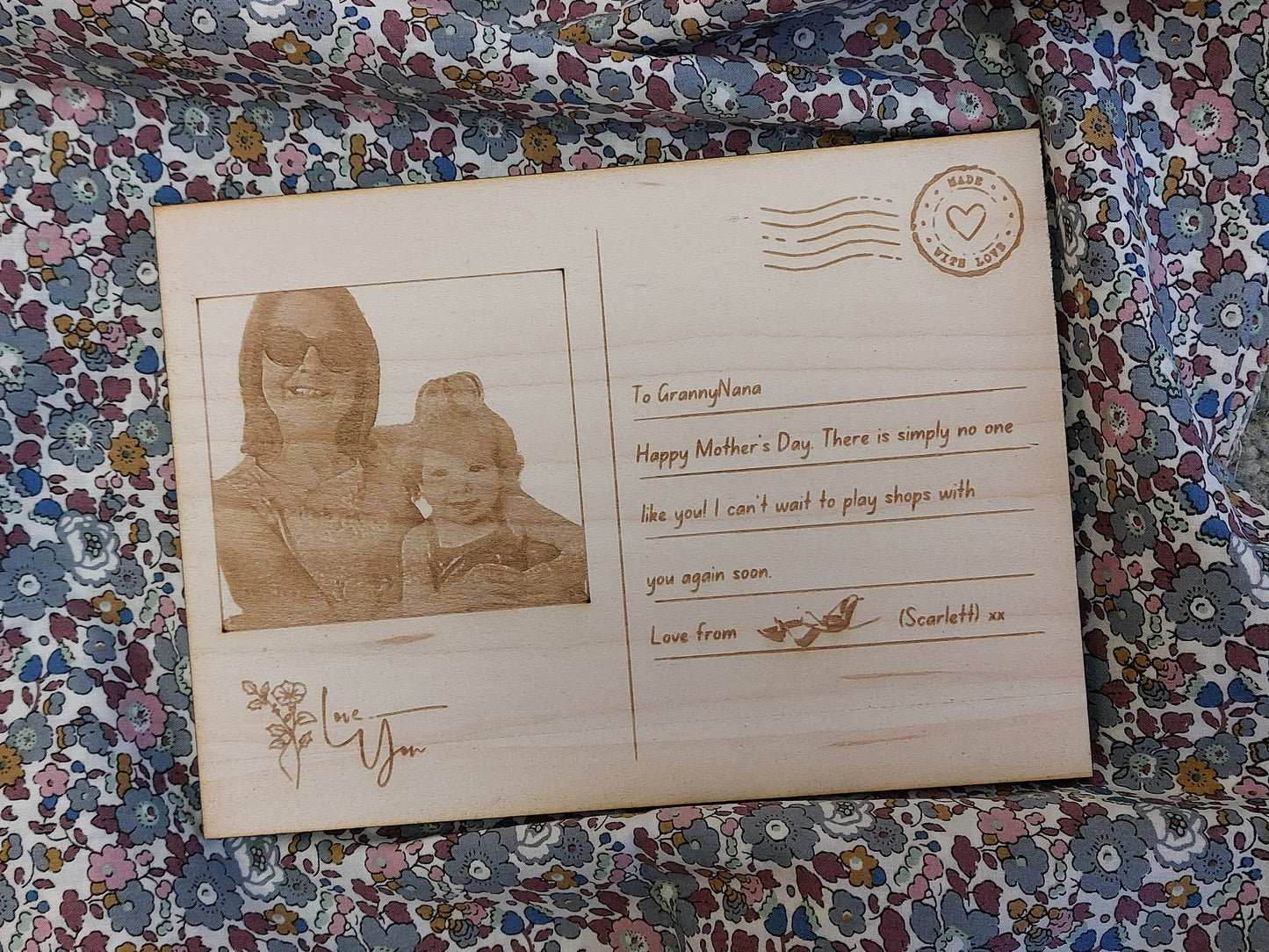 Wooden Engraved Postcard