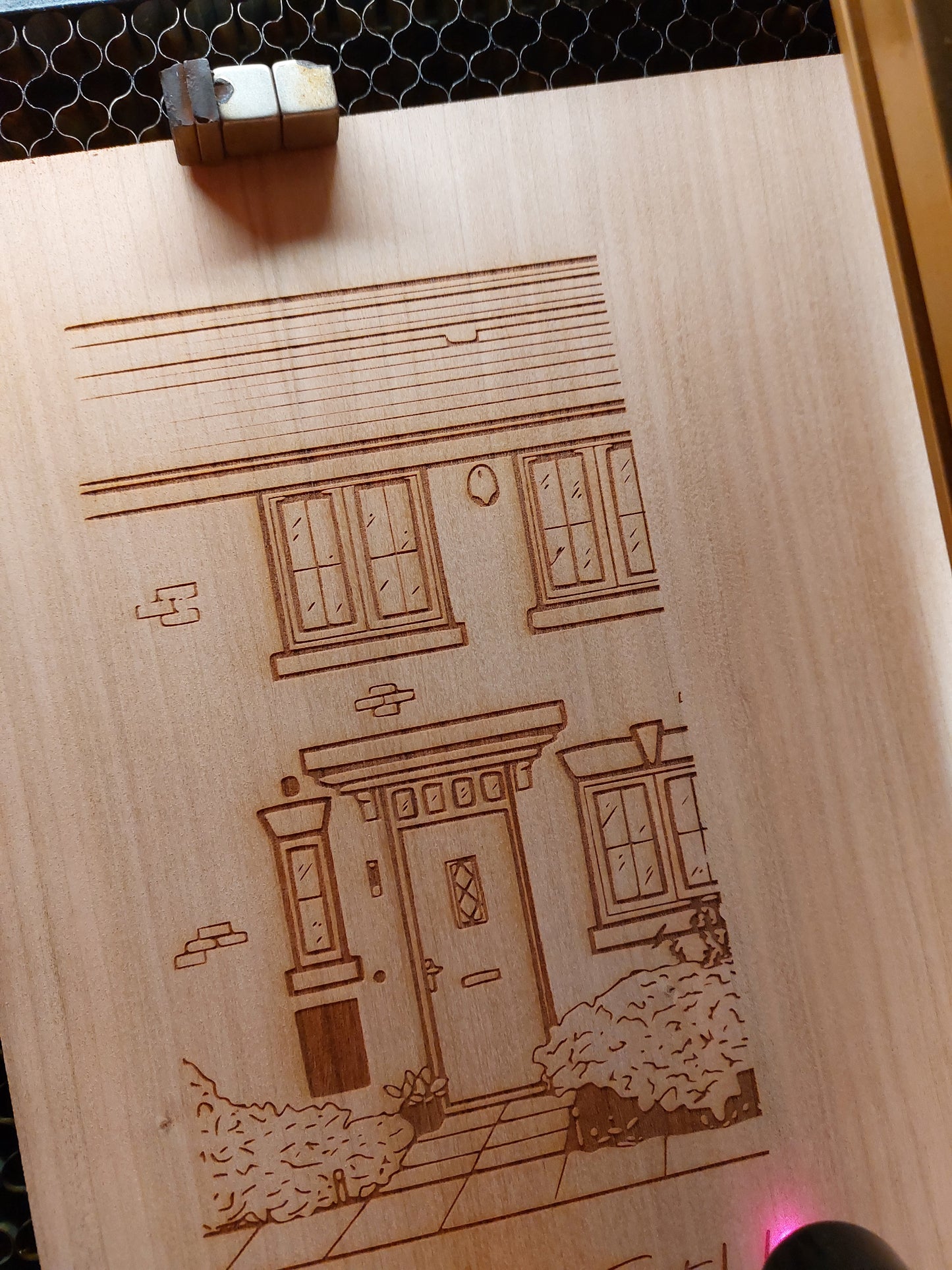 Laser Engraved House drawing