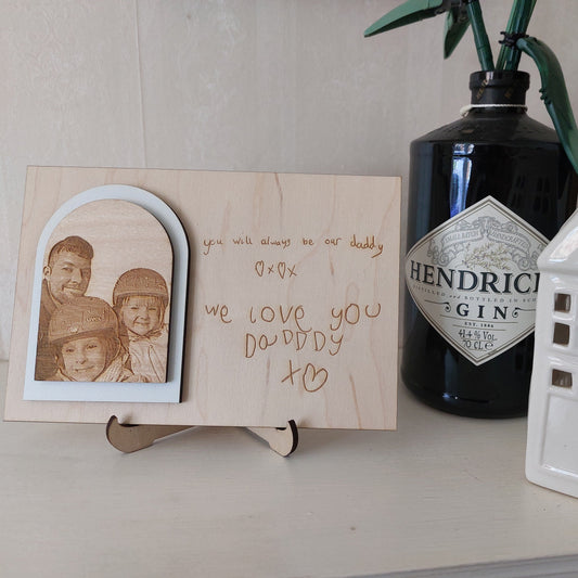 Laser Engraved Photo with Handwriting