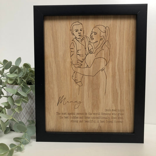 Laser Engraved Family Line Drawings