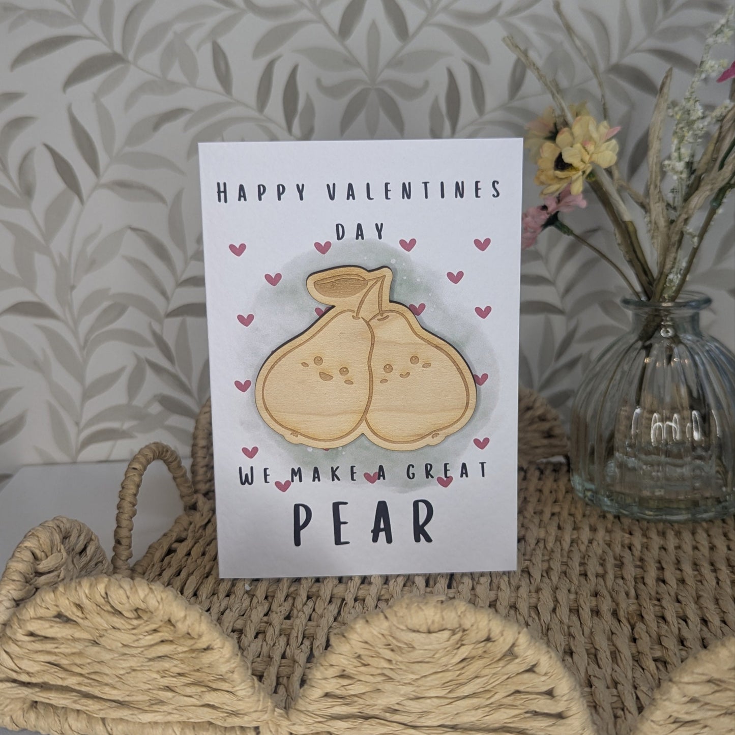 Wooden Magnet Keepsake Greetings Card - Lovely Pear