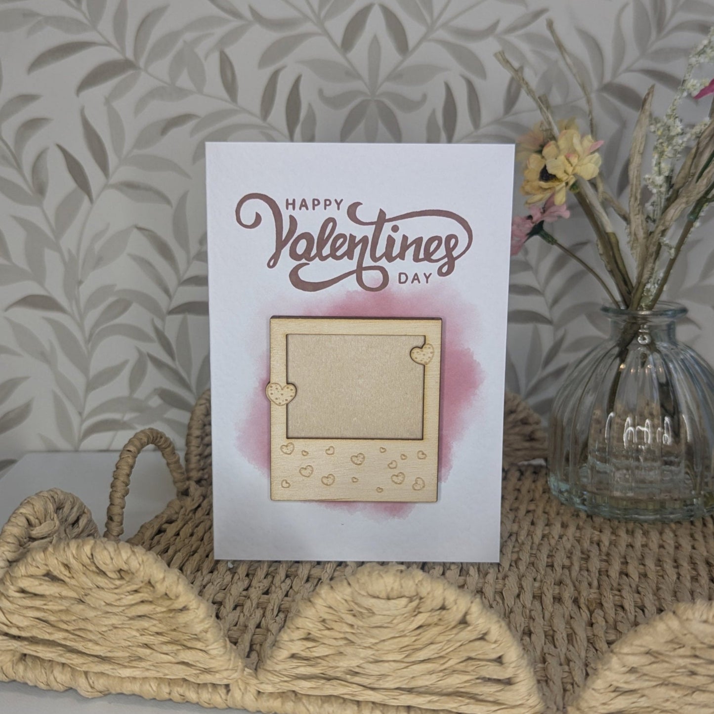 Wooden Magnet Keepsake Greetings Card - Mini Polaroid Valentines Day