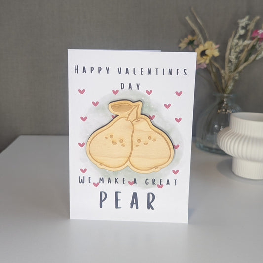 Wooden Magnet Keepsake Greetings Card - Lovely Pear