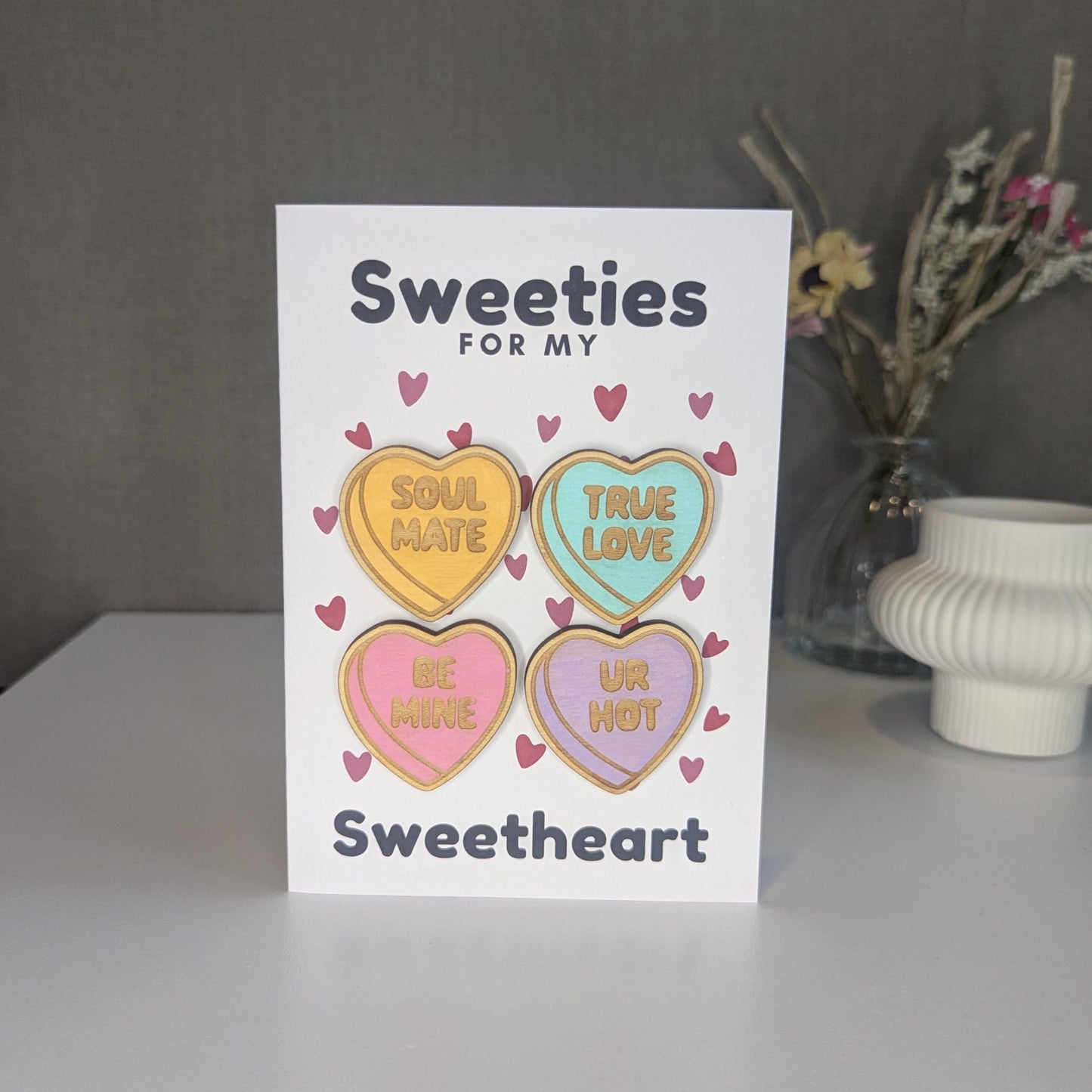 Wooden Magnet Keepsake Greetings Card - Sweetheart
