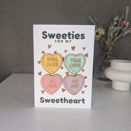 Wooden Magnet Keepsake Greetings Card - Sweetheart