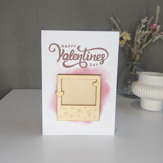 Wooden Magnet Keepsake Greetings Card - Mini Polaroid Valentines Day