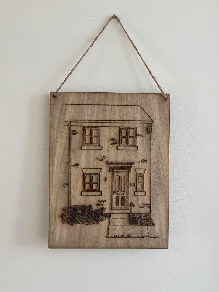 Laser Engraved House drawing