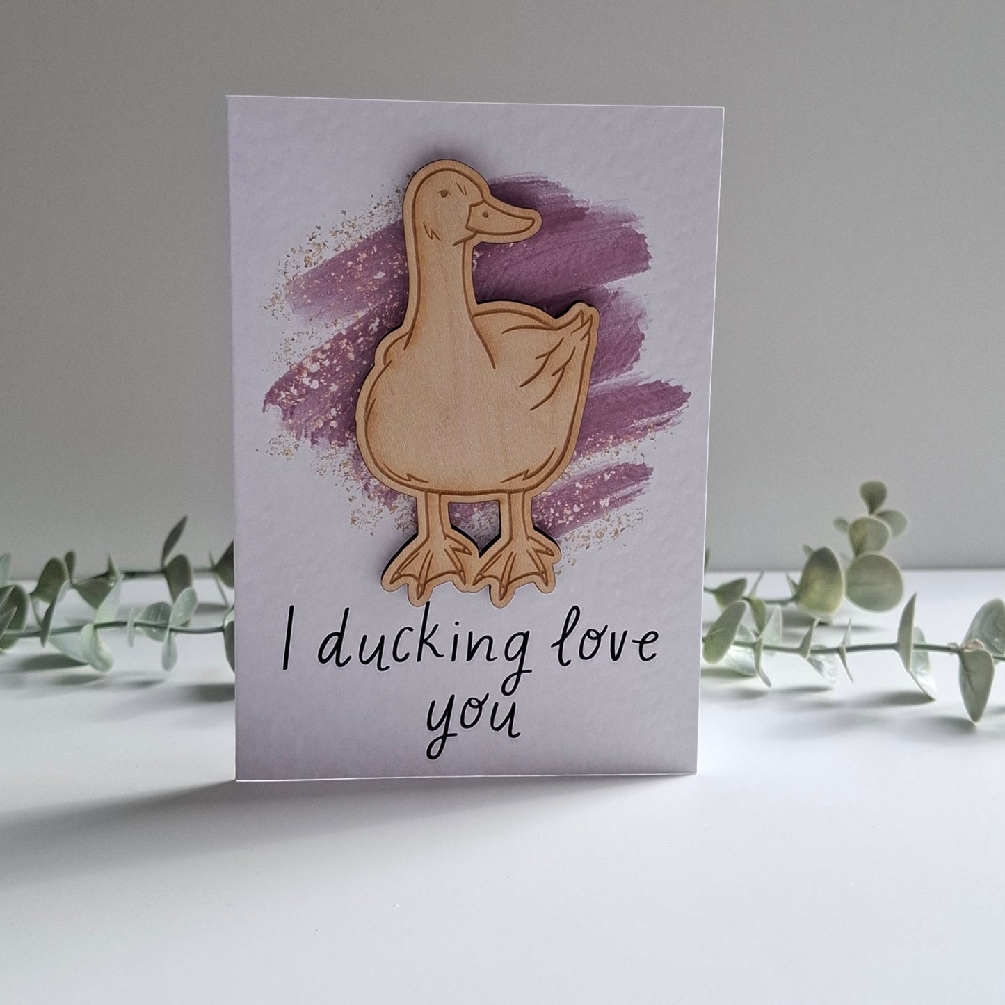 Wooden Magnet Keepsake Greetings Card - Ducking Love You