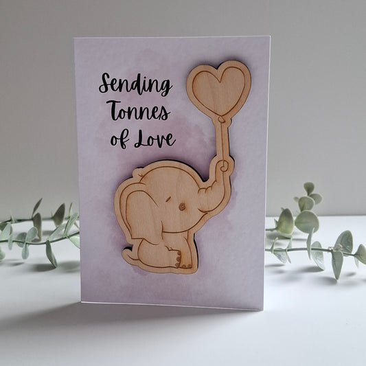 Wooden Magnet Keepsake Greetings Card - Tonnes of Love