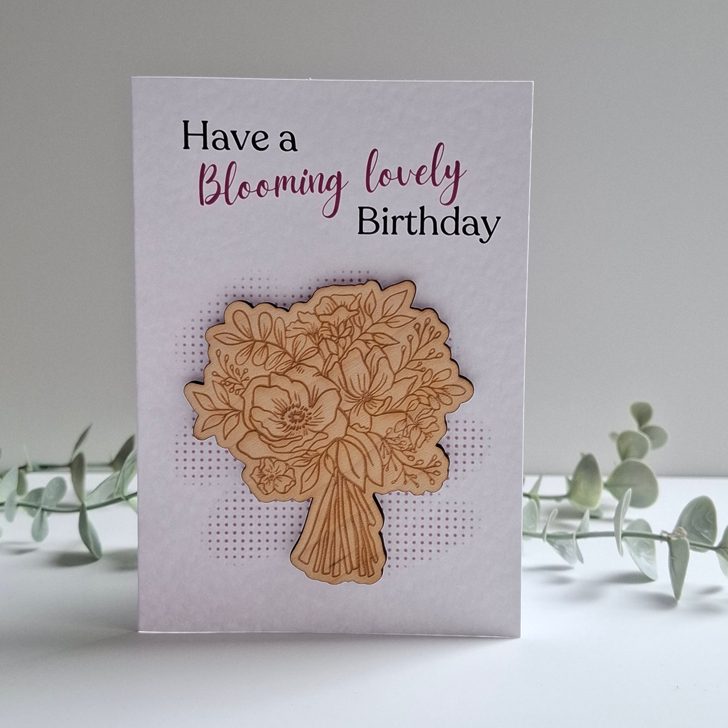 Wooden Magnet Keepsake Greetings Card - Blooming Lovely Birthday
