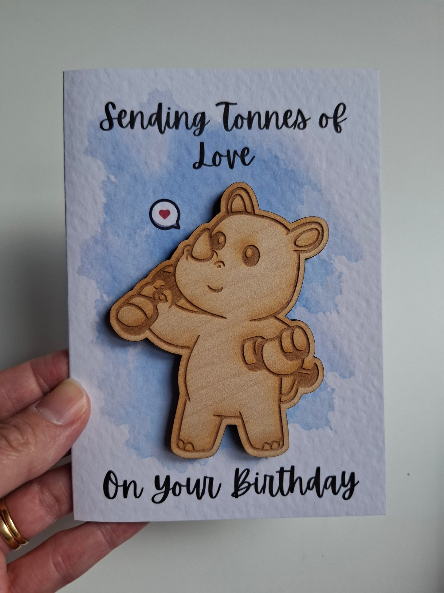 Wooden Magnet Keepsake Greetings Card - Tonnes of Love on your Birthday