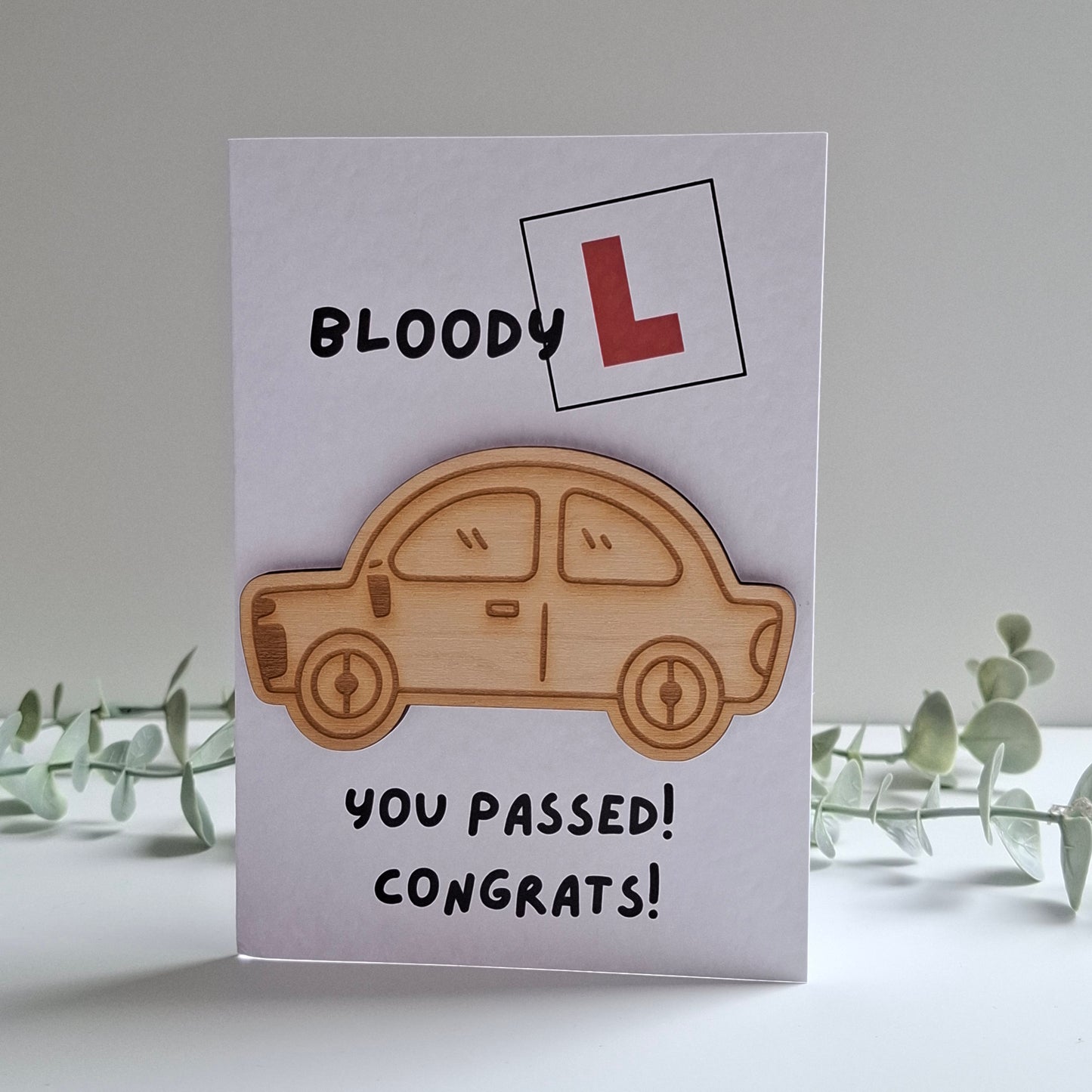Wooden Magnet Keepsake Greetings Card - Driving Test Pass