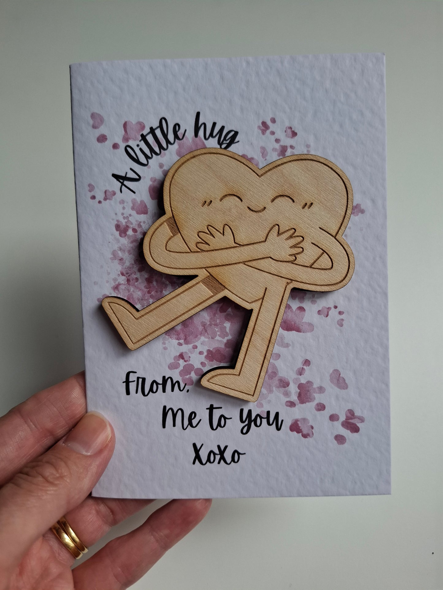 Wooden Magnet Keepsake Greetings Card - A Little Hug