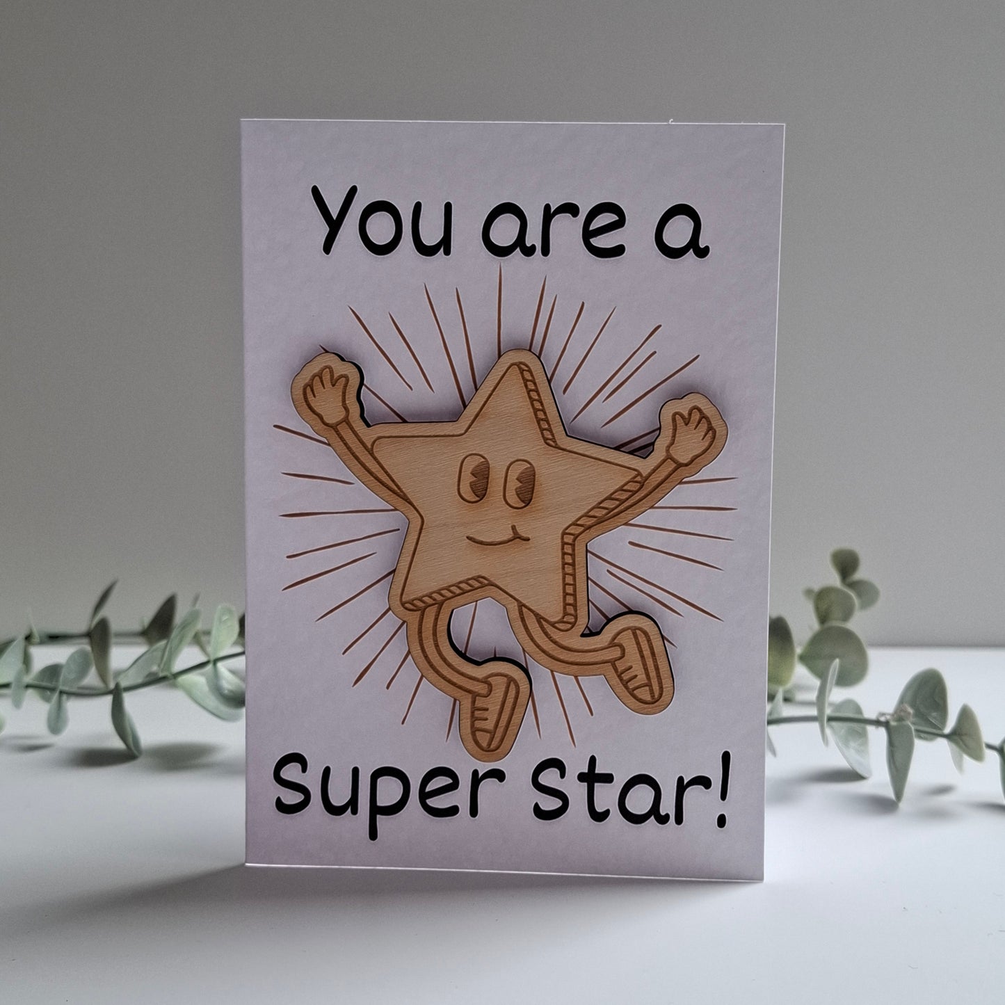 Wooden Magnet Keepsake Greetings Card - You Are A Superstar