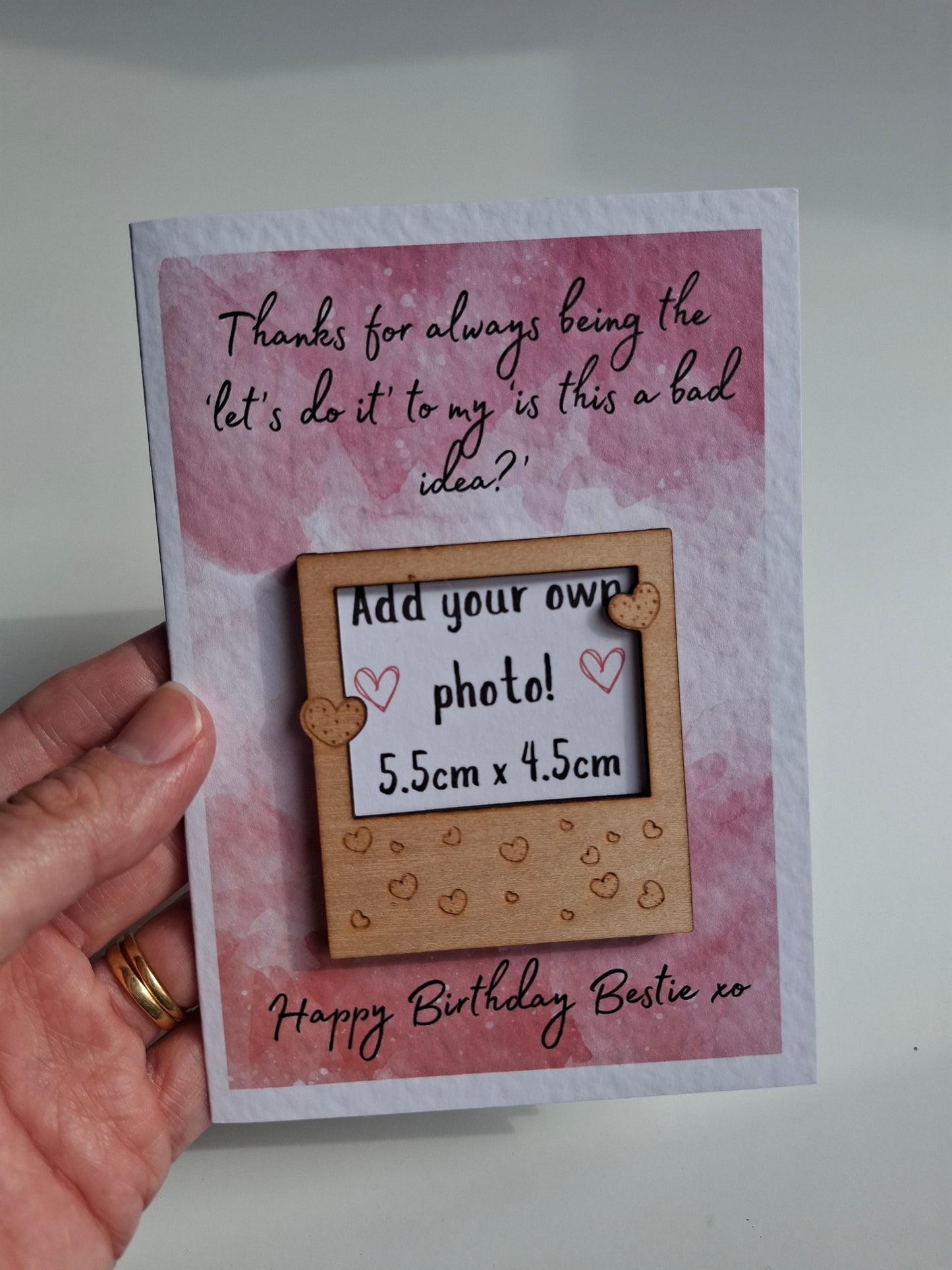 Wooden Magnet Keepsake Greetings Card - Happy Birthday Bestie