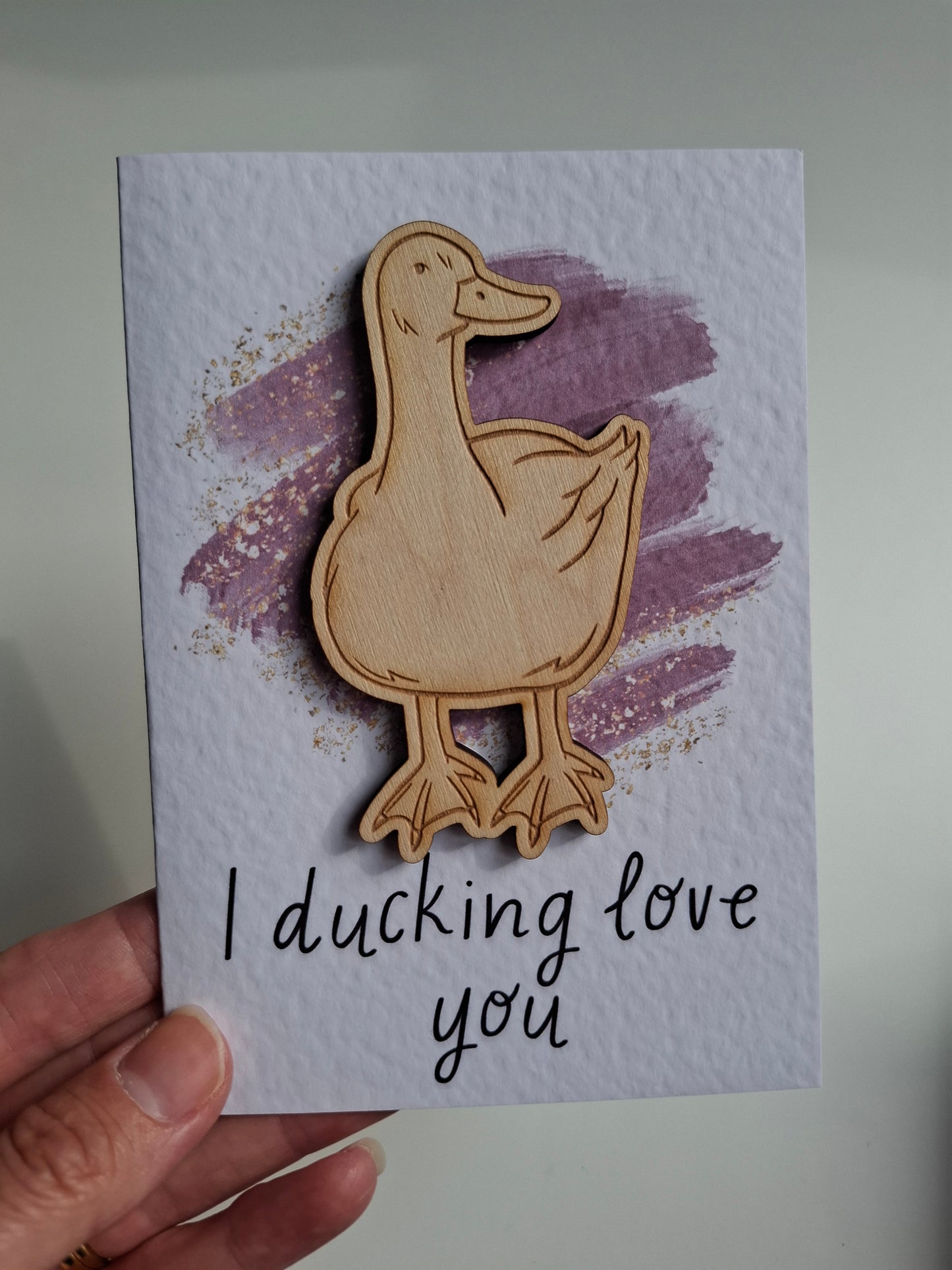 Wooden Magnet Keepsake Greetings Card - Ducking Love You