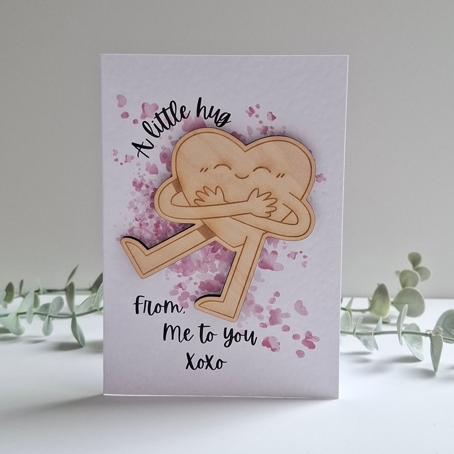 Wooden Magnet Keepsake Greetings Card - A Little Hug