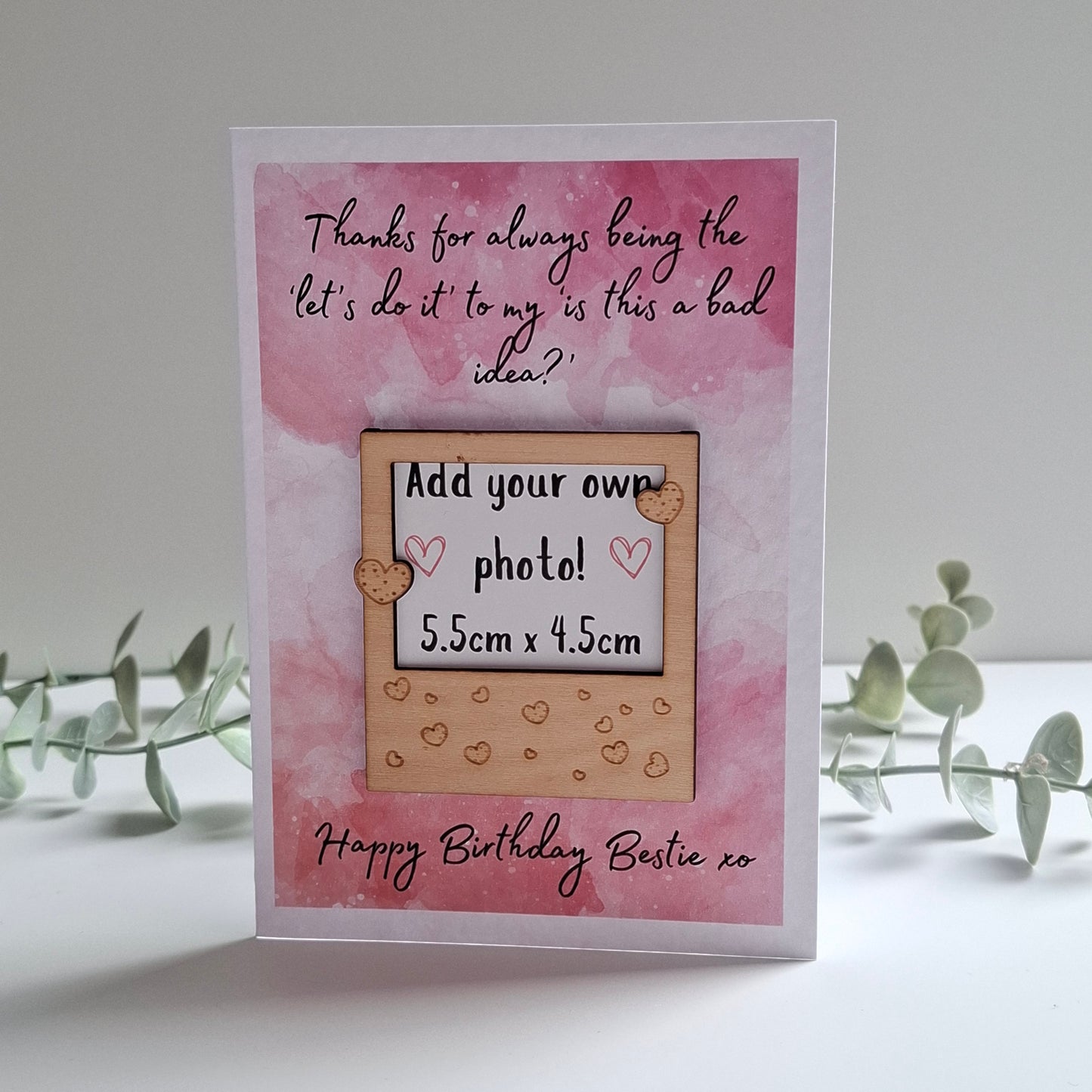 Wooden Magnet Keepsake Greetings Card - Happy Birthday Bestie